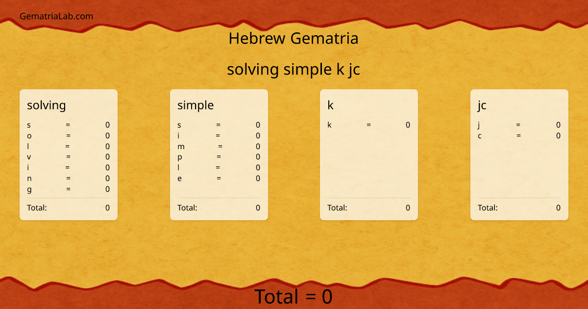 solving simple k jc in hebrew Gematria